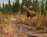 Bull Moose by Carl Rungius, oil on canvas, sold Jul 2016