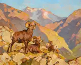 Happy Valley Rams by Carl Rungius, oil on canvas, sold Jul 2016