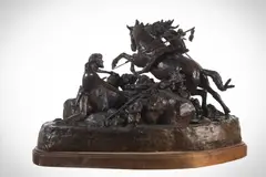 Robert M. Scriver, Too Late for the Hawkin, 1983, bronze