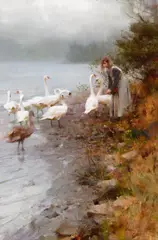Richard Schmid, Nancy and the Swans, 2000, oil on canvas