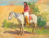 Joseph Henry Sharp, Soaring Eagle Pony, oil on canvas laid on board
