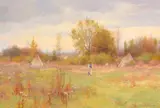 Joseph Henry Sharp, Crow Camp Foot of Custer Battlefield, Mont., oil on canvas