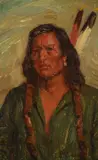 Joseph Henry Sharp, Bear Breath, Sioux, oil on board