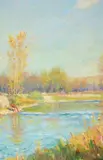Joseph Henry Sharp, Little Big Horn River – Crow Agency, oil on canvas