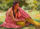 Joseph Henry Sharp, Taos Shade, oil on board
