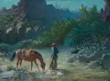 Ray Strang, Moonlit Trail, oil on board