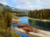 Cyrus Afsary, River Island, oil on canvas
