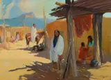 Oscar E. Berninghaus, Morning Shade, Taos Pueblo