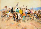 Laverne Nelson Black, Gathering for the Chief, oil on paper laid on board