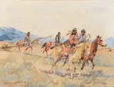 Crow Women by Edward Borein, watercolor on paper, sold Jul 2015