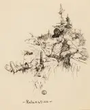 Philip Russell Goodwin, Relaxation, pen & ink on paper
