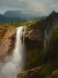 Hermann Herzog, Crystal Cascade, Yellowstone National Park, oil on canvas