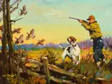 Frank B. Hoffman, Quail Thunder, oil on board