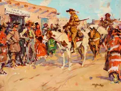 Frank B. Hoffman, Kit Carson Returning to Taos, oil on canvas laid on board
