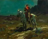 Night Time in Wyoming by Frank Tenney Johnson, oil on canvas, sold Jul 2015