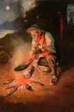 Oliver Kemp, Chow Time, circa 1908, oil on canvas