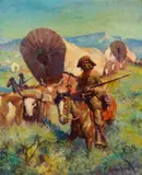 Oliver Kemp, The Covered Wagon, oil on board