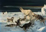 Bob Kuhn, Polar Bear with Sled Dogs