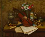 Charles Alfred Meurer, Still Life with Violin, 1943, oil on canvas