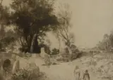 Thomas Moran, Maravatio Mexico, 1903, charcoal and pencil on paper