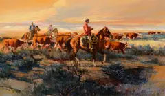 Howard Rogers, Collecting the Herd, oil on canvas