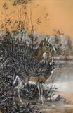 The Spotted Fawn by Carl Rungius, gouache on paper en grisaille, sold Jul 2015
