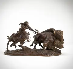 Charles Marion Russell, Buffalo Hunt [or] Buffalo Runner, bronze