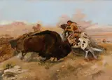 Meat for the Tribe by Charles Marion Russell, oil on canvas, sold Jul 2015