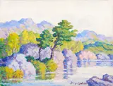 Willows and Cottonwoods by Birger Sandzén, 1933, oil on board, sold Jul 2015