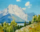 Conrad Schwiering, Morning Memory – Mt. Moran, 1948, oil on canvas laid on board