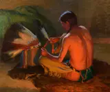 Joseph Henry Sharp, The War Bonnet Maker, oil on canvas