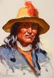 Joseph Henry Sharp, Mourning Eagle, Blackfeet Chief, Montana, 1904, oil on canvas