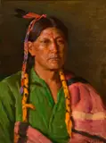 Joseph Henry Sharp, Portrait of Jerry (Elkfoot), Taos, oil on canvas laid on board