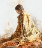 Howard Terpning, Cheyenne Woman, 1985, mixed media on board