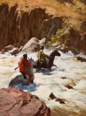 Howard Terpning, Bad Medicine Crossing, 1996, oil on canvas