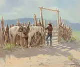 Navajo Corral by Olaf Wieghorst, oil on canvas, sold Jul 2015