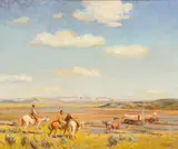 Oscar E. Berninghaus, Taos Visitors to the Chuck Camp in the Rio Grande Plateau