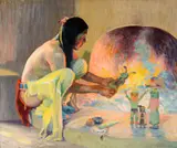 The Kachina Maker by E. Irving Couse, oil on canvas, sold Jul 2014