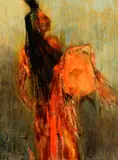 Paul Dyck, Man with a Red Shield, 1967, oil on board