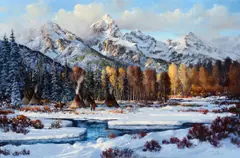 Joni Falk, Shelter Among the Tetons, oil on canvas