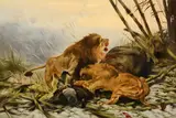 [After] Richard Friese, Lions in the Lagoon, oil on canvas