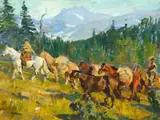 Frank B. Hoffman, Packing In, oil on canvas board