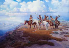 Warriors of the Grand Canyon by Hart Merriam Schultz, oil on canvas, sold Jul 2014