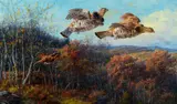 Grouse in Flight by Edmund Henry Osthaus, oil on canvas, sold Jul 2014