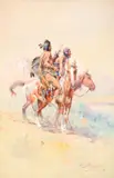 Blackfeet Scouts by Edgar S. Paxson, 1909, watercolor on paper, sold Jul 2014