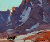 Clouded Slopes with Riders, High Sierra by Edgar Alwin Payne, oil on board, sold Jul 2014