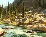Ogden Pleissner, Fishing the Headwaters, the Wind River, Wyoming