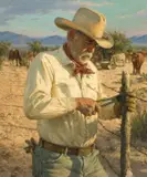 Scott Tallman Powers, Mending Fences, 2014, oil on canvas