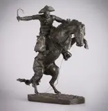 The Broncho Buster #39 (cast 1898) by Frederic Remington, bronze, sold Jul 2014