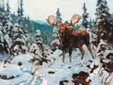 Bull Moose by Carl Rungius, oil on canvas, sold Jul 2014